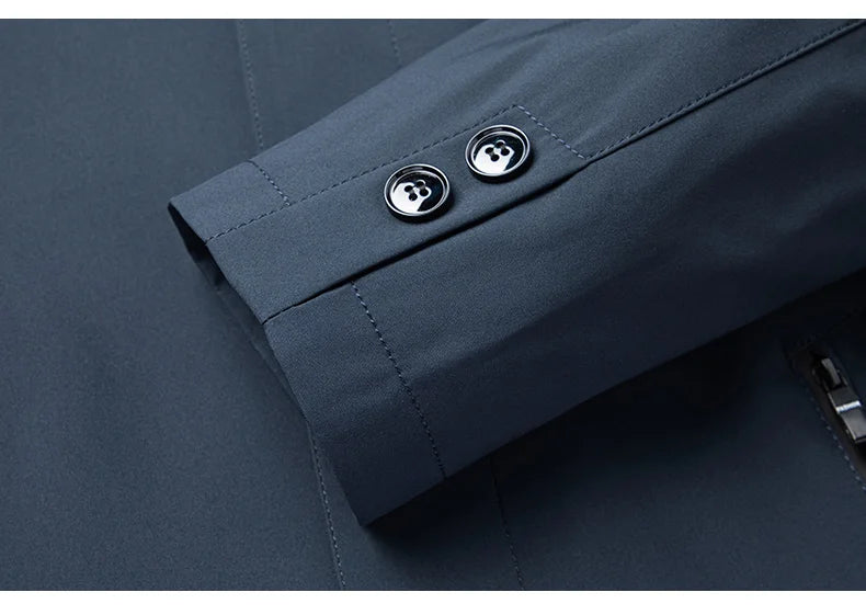 Jaqueta Masculina com Lapela de Botões em Poliéster Premium.