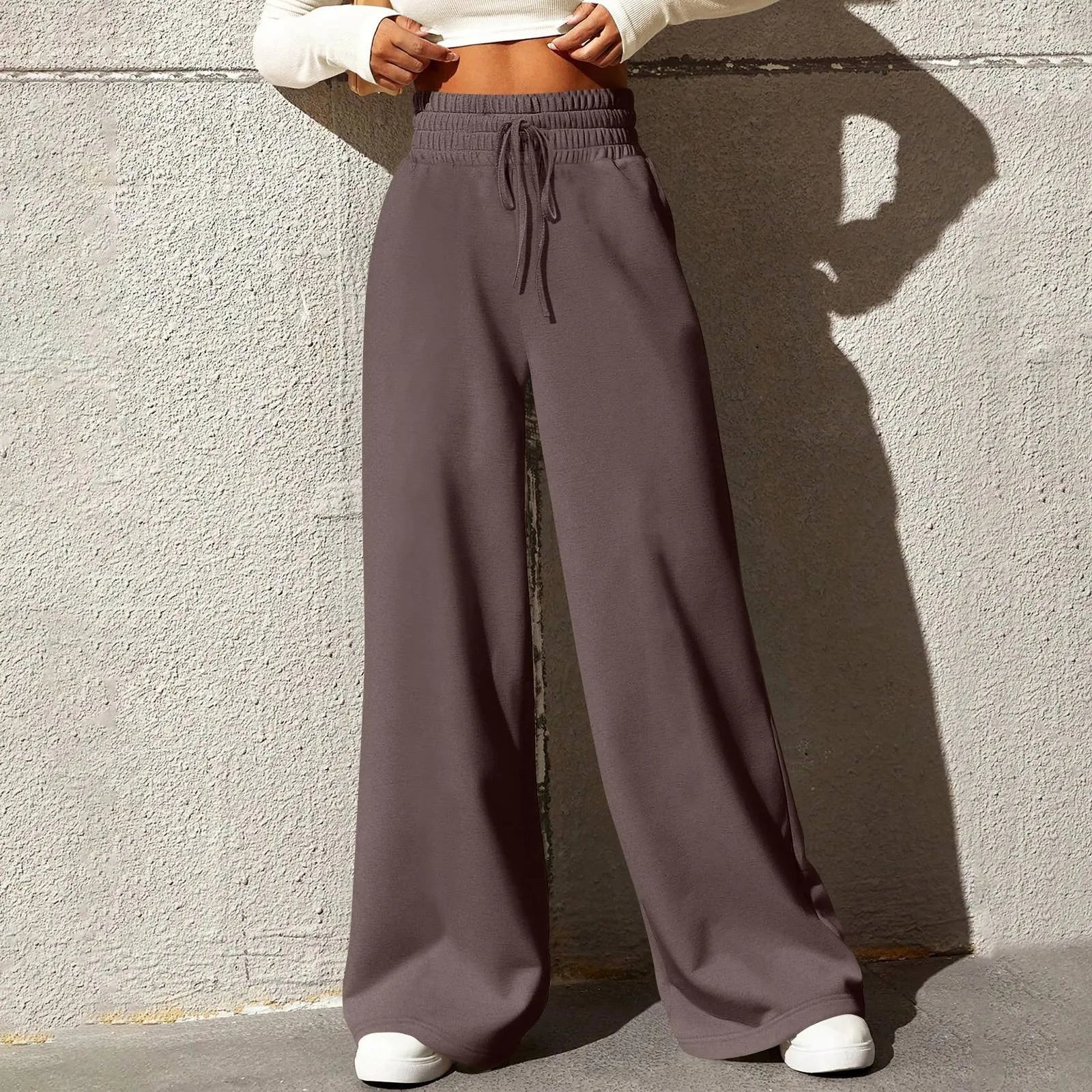 Calça Jogger Feminina de Perna Larga em Malha Premium
