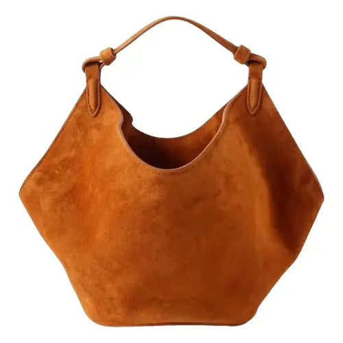 Bolsa Feminina em Camurça e Couro com Acabamento Sofisticado.